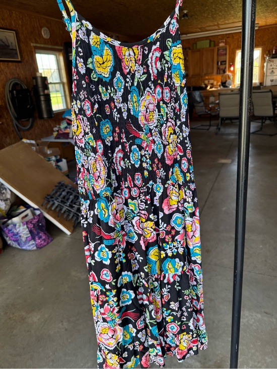 Dresses & Skirts - Black Floral Smocked Sundress with Bright Multicolor Flowers